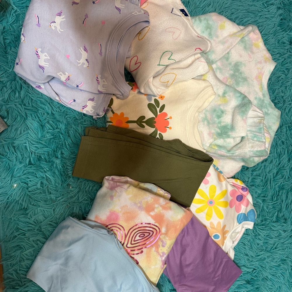 Colorful Graphic Long Sleeve Shirts and Leggings Set